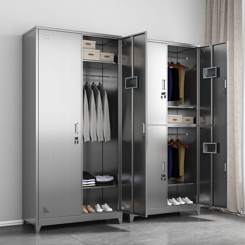 加厚304不锈钢更衣柜储物柜浴室员工多门多层衣柜多格鞋柜定制