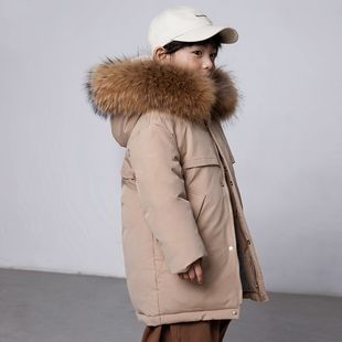 儿童羽绒服2025白鸭绒丝新款中长款男女中童时尚韩版潮外套休闲