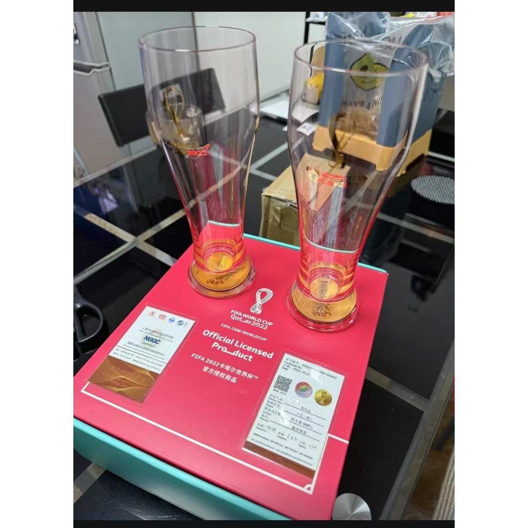 【蜜桃专属】限量款高档高颜值速冷啤酒杯2022卡塔尔世界杯镶银酒