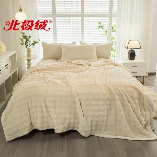 bejirog/北极绒AB面毛毯兔兔泡泡绒毯多功能加厚四季盖毯蓄热机洗