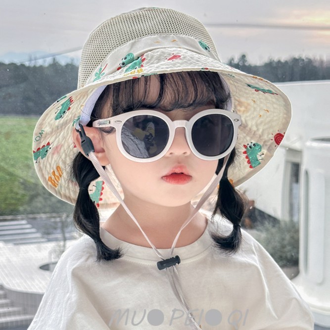 儿童渔夫帽夏季遮阳帽男女童韩版春秋大檐镂空网面夏天防晒帽宝宝