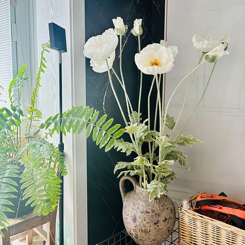 油画手感仿真花假花大号冰岛虞美人餐桌干花束绢花装饰插花艺摆件