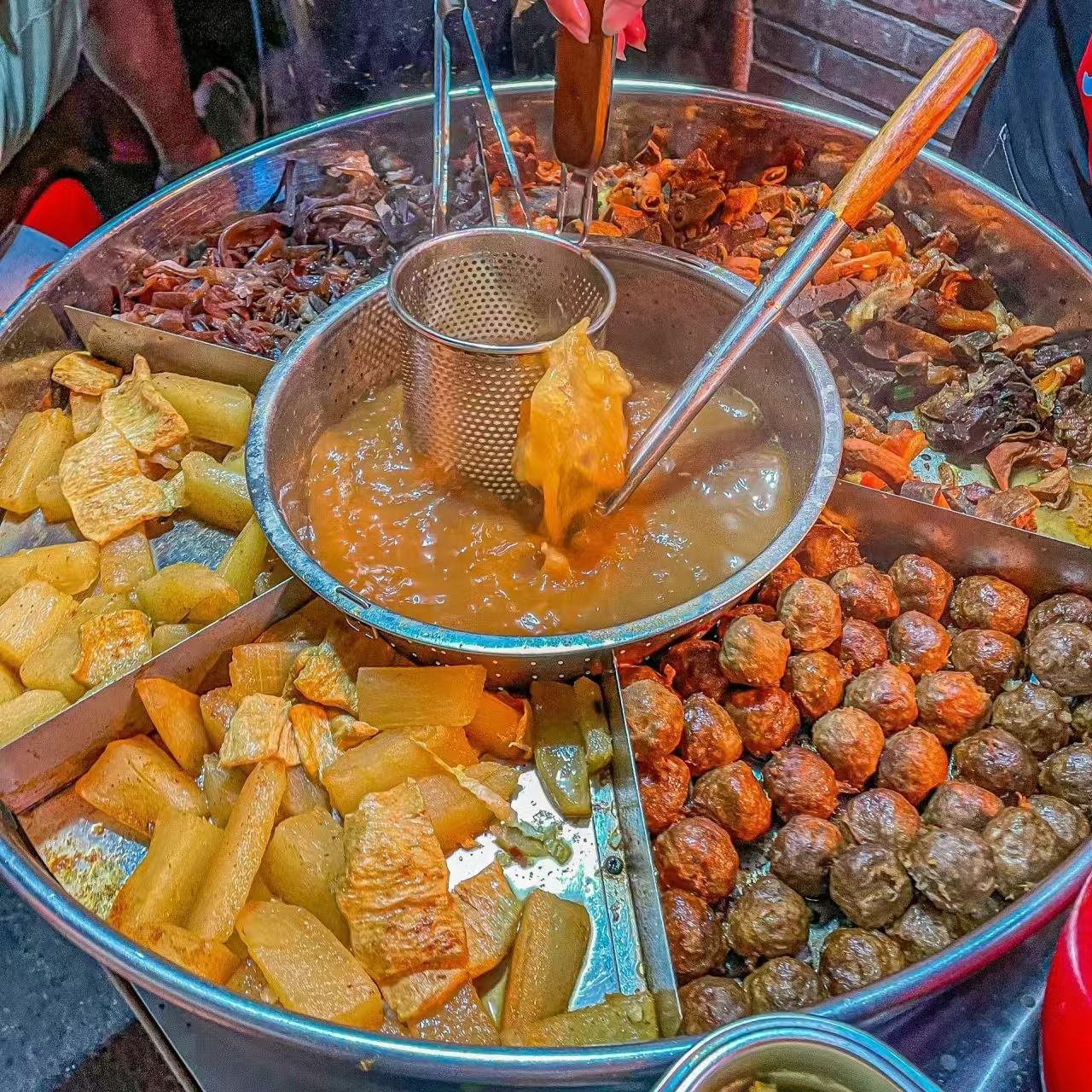 港式节能喷泉牛杂锅商用摆摊移动多功能麻辣烫锅汤煮面粉燃气电热