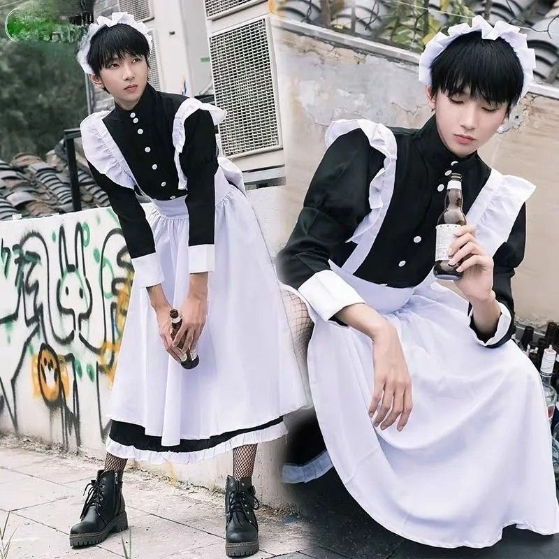 男仆制服cos女仆装男穿cosplay可爱日系洛丽塔萝莉黑色女装大佬女