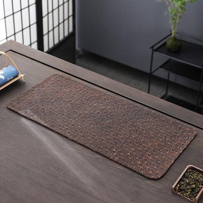 柞蚕丝茶席老料香云纱干泡垫真丝布艺茶垫隔热垫茶道桌旗家用茶席