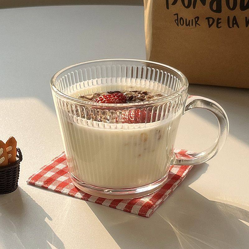 高端早餐杯大容量玻璃杯燕麦片早餐碗家用女牛奶杯带勺酸奶水果碗,餐饮具,玻璃杯,淘宝优惠券,粉丝福利购,淘宝优惠卷