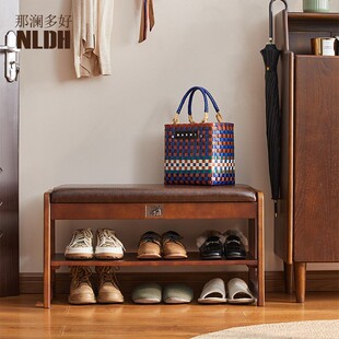 实木入户门换鞋凳轻奢高级感鞋柜坐凳一体家用可坐储物长条沙发凳