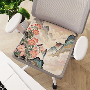 新中式夏季防滑冰丝椅垫汽车坐垫办公室久坐不闷热屁垫家用沙发垫