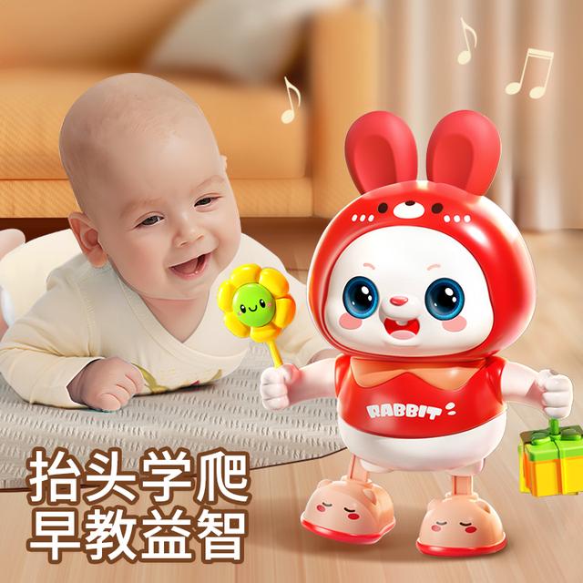 贝杰斯电动摇摆跳舞兔子婴儿早教益智练习抬头学爬宝宝安抚玩具