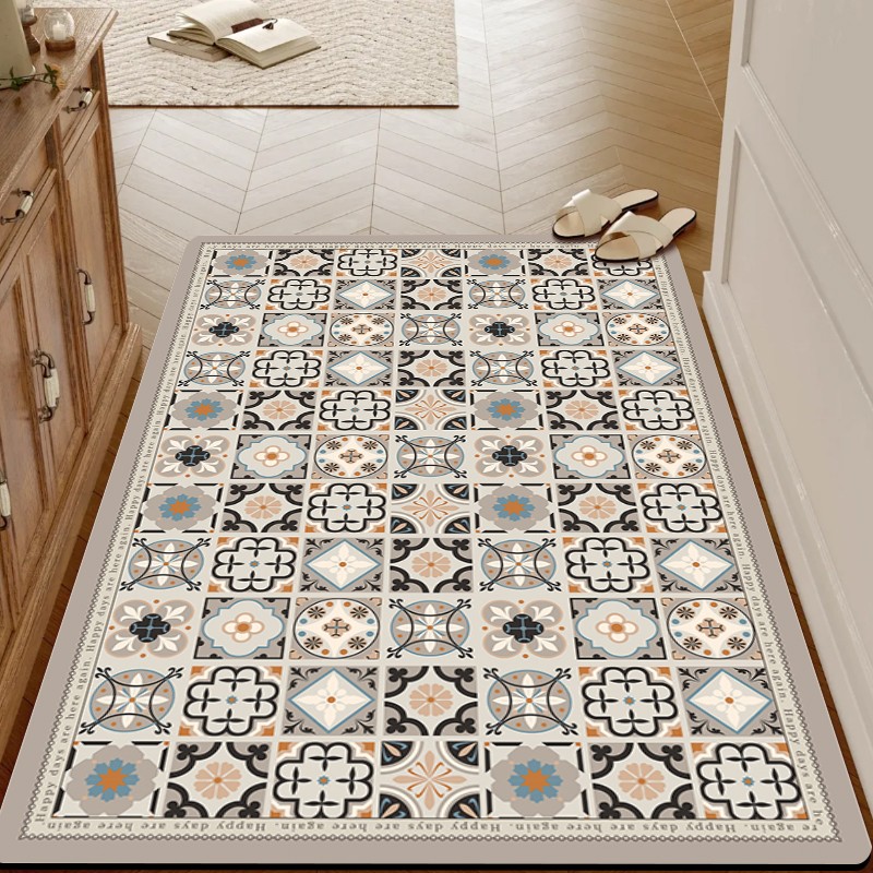 【全尺寸】波西米亚奶油风大别墅入户门硅藻泥地垫防滑吸水满铺地