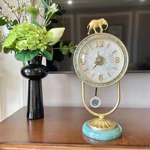 吉象座钟台式 钟表摆件客厅家用桌面时钟轻奢摆钟静音台钟吉象坐钟