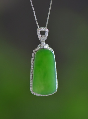 925银和田玉碧玉平安无事牌吊坠20510百搭气质款复古轻奢民族风国