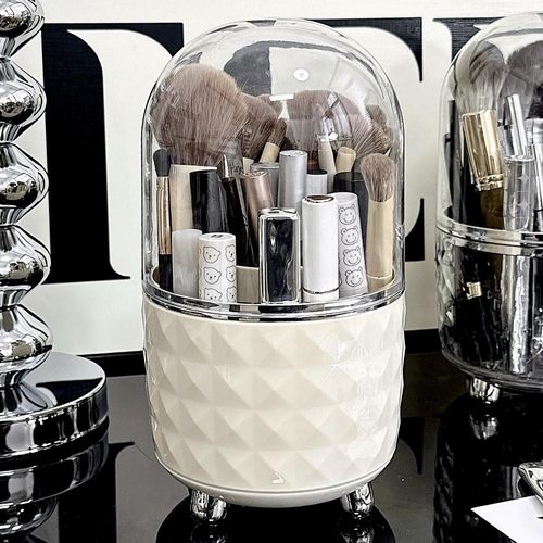 旋转化妆刷收纳筒刷子口红带盖防尘化妆品桌面收纳盒梳妆台置物架