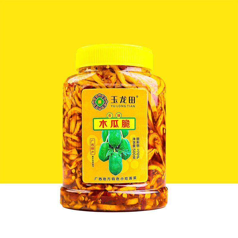 玉龙田木瓜脆木瓜丝香辣腌菜开胃菜下饭菜小零食罐装广西桂林特产