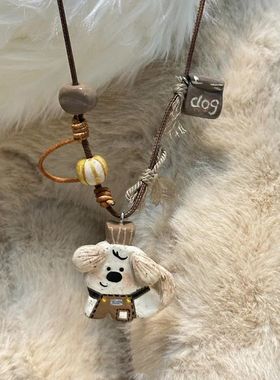 稀奇古怪的项链小狗咖啡师长链编绳可爱百搭项链锁骨小众精致气质