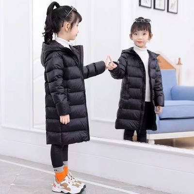 2025反季新款轻薄儿童羽绒服中长款过膝男女童宝宝中大童修身外套