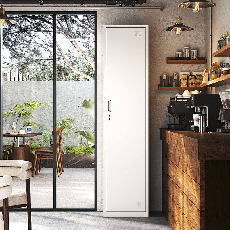 单门更衣柜铁皮柜员工柜储物柜带锁理发店存包柜咖啡店寄存柜钢制