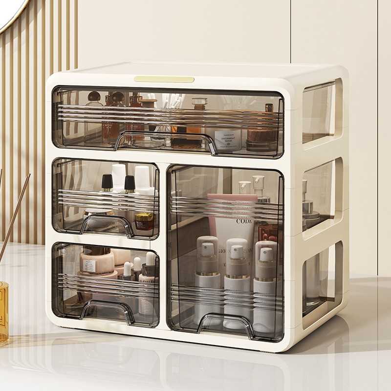 化妆品收纳盒防尘桌面轻奢化妆箱梳妆台大容量口红盒护肤品置物架