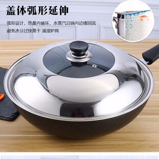 马勺盖子加厚锅盖不锈钢通用可视可立食品级组合盖炒锅平底3234