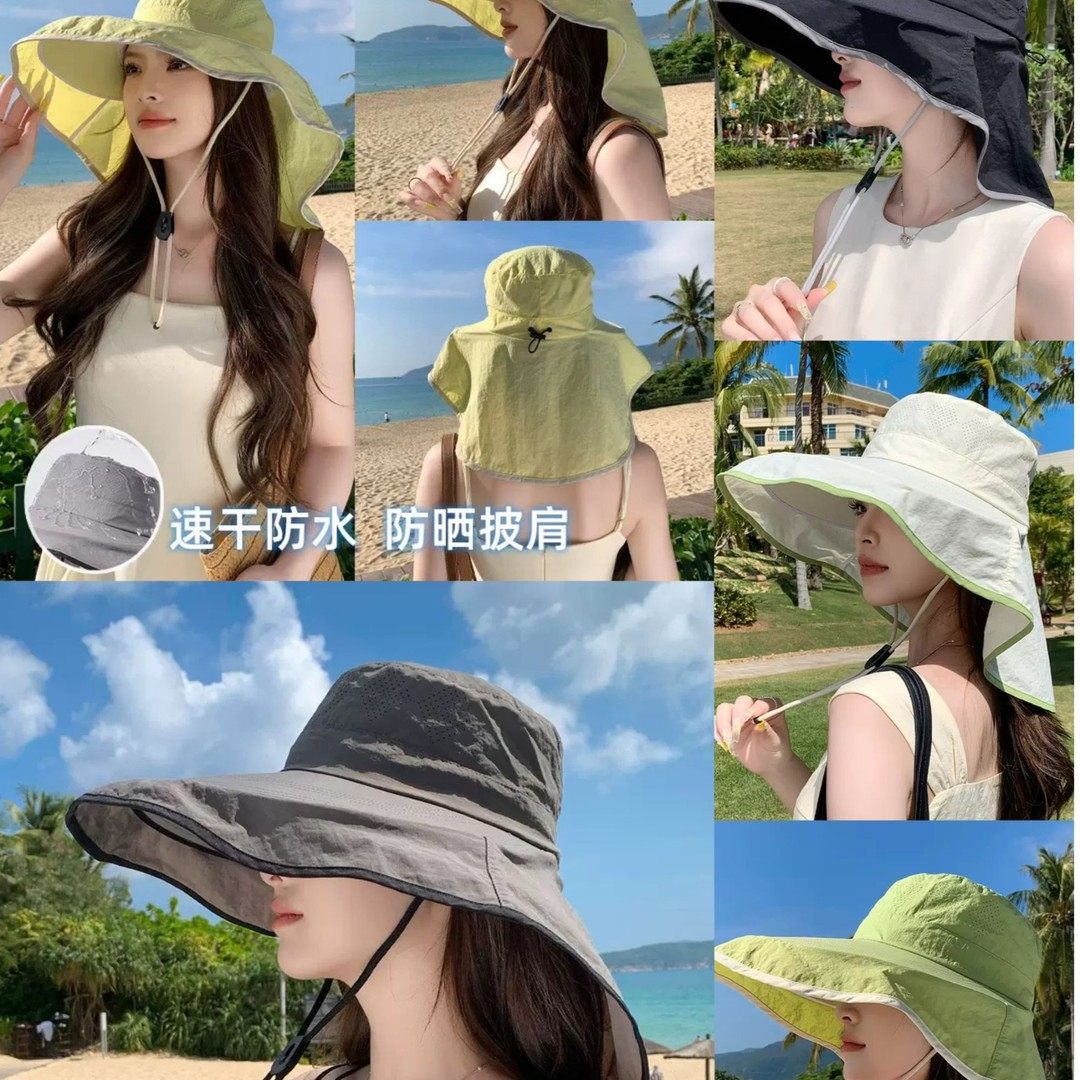 大帽檐披肩护颈速干防水渔夫帽登山钓鱼防晒帽夏季户外遮阳帽子女,服饰配件/皮带/帽子/围巾,防晒帽,淘宝优惠券,粉丝福利购,淘宝优惠卷