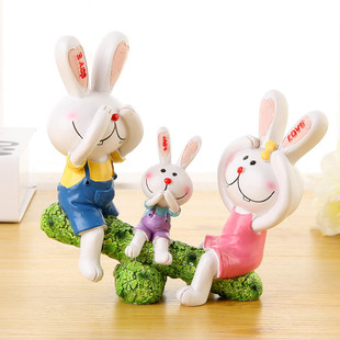 女儿房间装 饰室内卧室客厅摆设 饰品招财兔子桌面小摆件儿童房间装