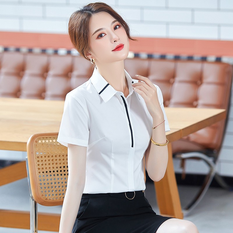 卡翠娜-职业装女白衬衫套装空姐航空制服短袖衬衣工作服前台工装