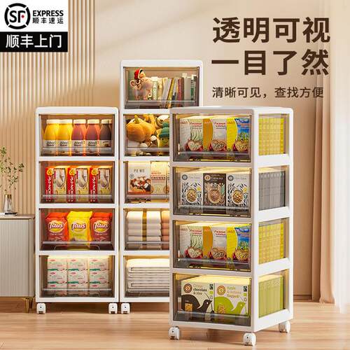 jeko家用玩具零食收纳抽屉柜客厅免安装塑料柜子卧室储物箱子透明