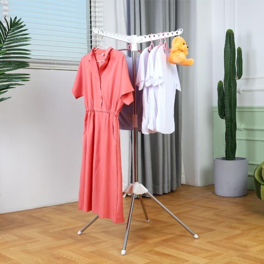 不锈钢简易晾衣架落地折叠阳台卧室内小型晒衣架家用旅行挂衣架