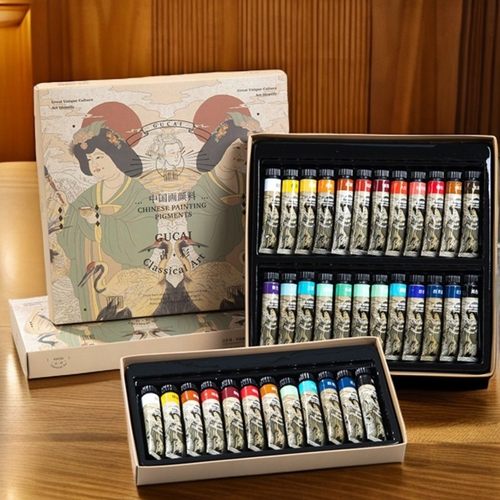 颜料鲁本斯24色管状中国画颜色古彩工笔花鸟画水墨画细腻 S-LBS02