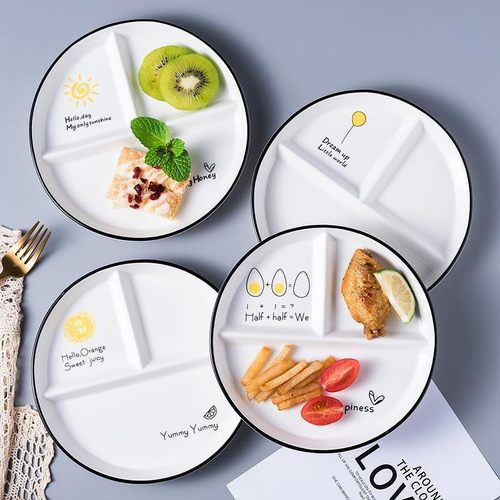 8寸三格家用网红北欧陶瓷创意211分餐盘分格盘菜盘早餐盘