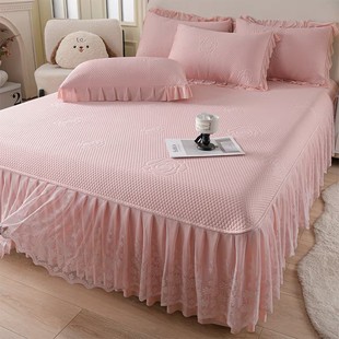 A类PE高分子乙纶全凉感软凉席床裙款 升级款 三件套可机 玫瑰花