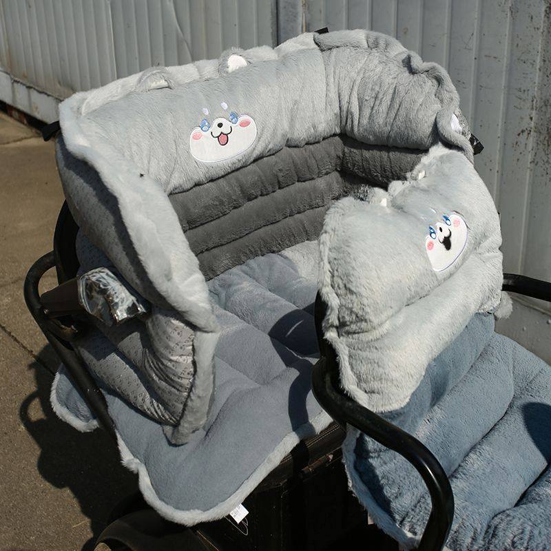 汽车坐垫冬季毛绒车载电动三轮车保暖装备靠背加厚一体后排通用型