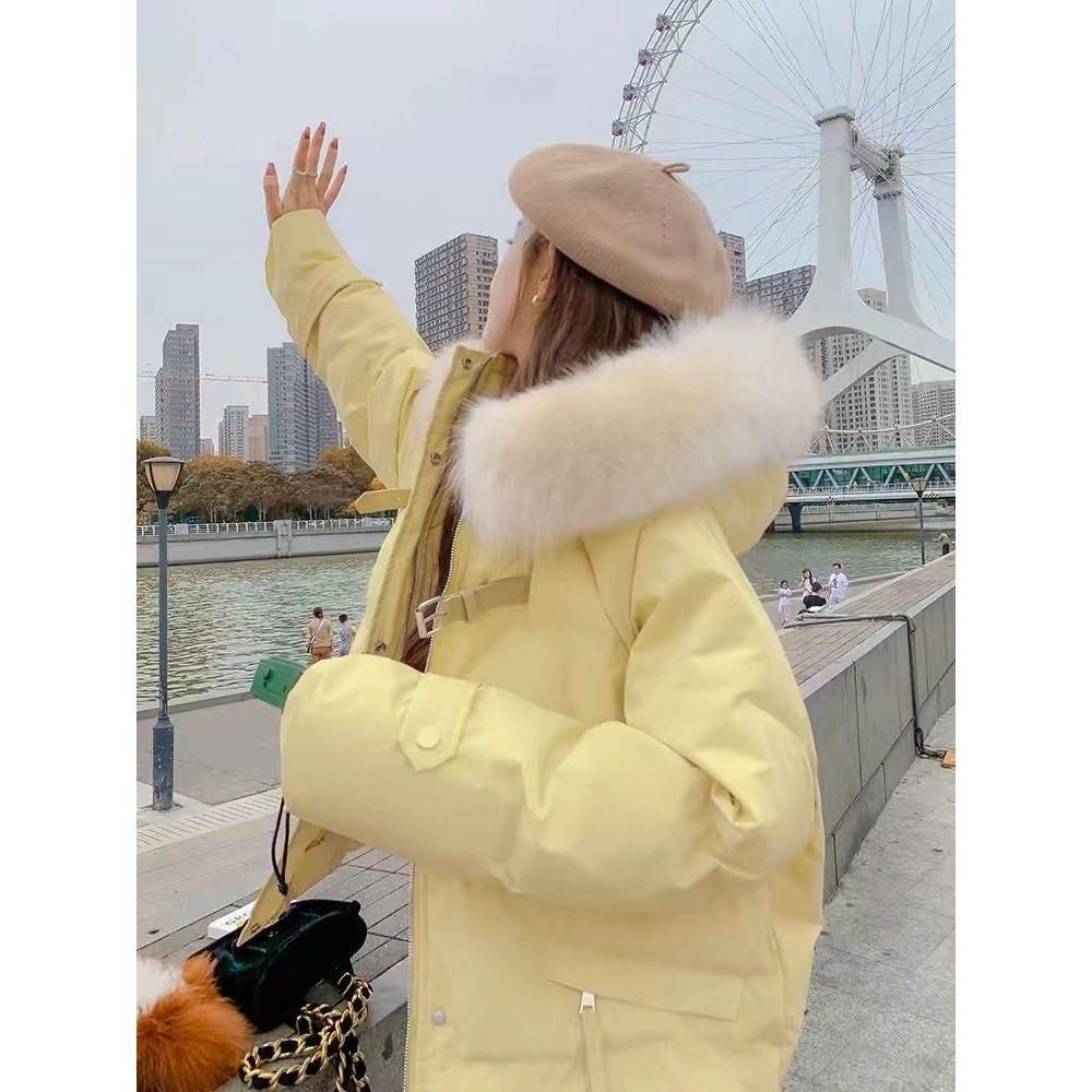 2024年冬季新款奶呼呼棉服女短款高级感超好看棉袄鹅黄色羽绒棉衣