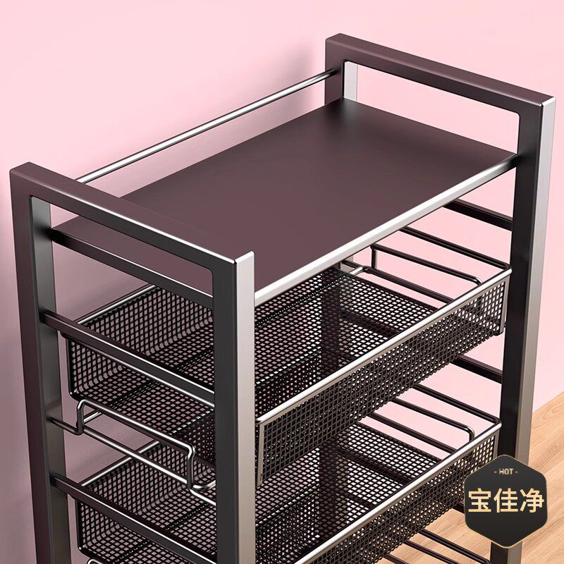 移动厨房菜篮子置物架家用落地多层果蔬收纳多功能烤箱微波炉锅架