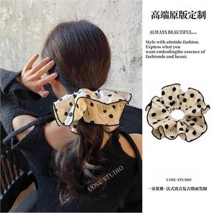 头饰头花女 优雅波点大肠发圈百搭气质布艺发绳发饰新款 高阶版 法式