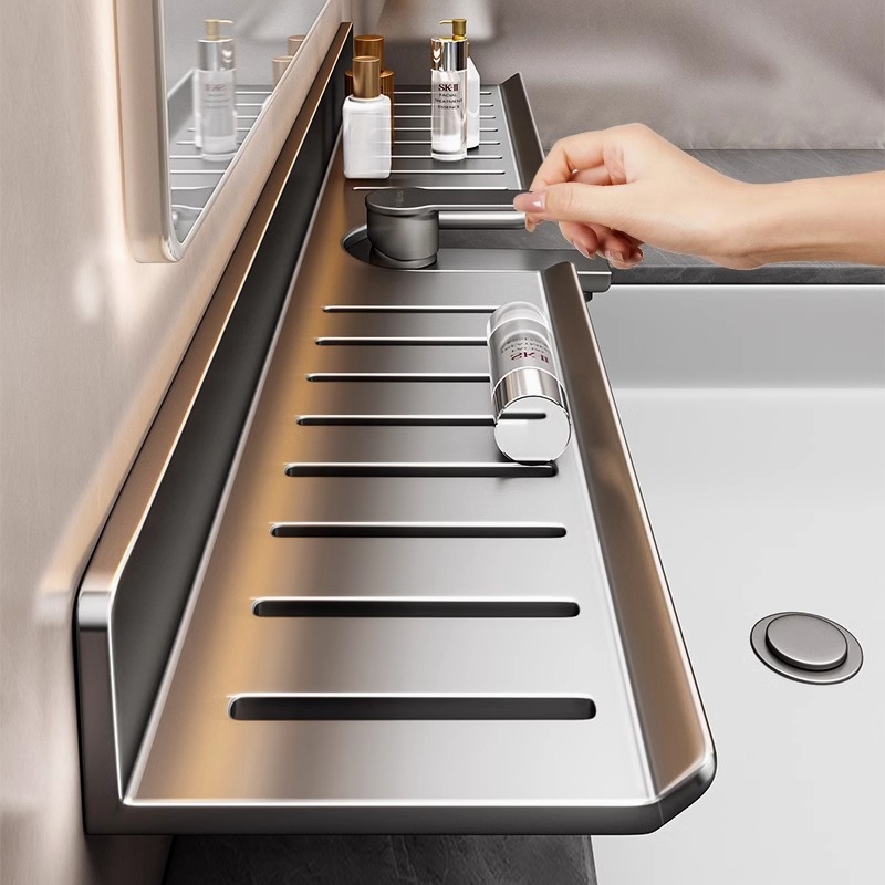 镜前卫生间置物架厕所水龙头洗手台盆洗漱台壁挂式免打孔浴室架子