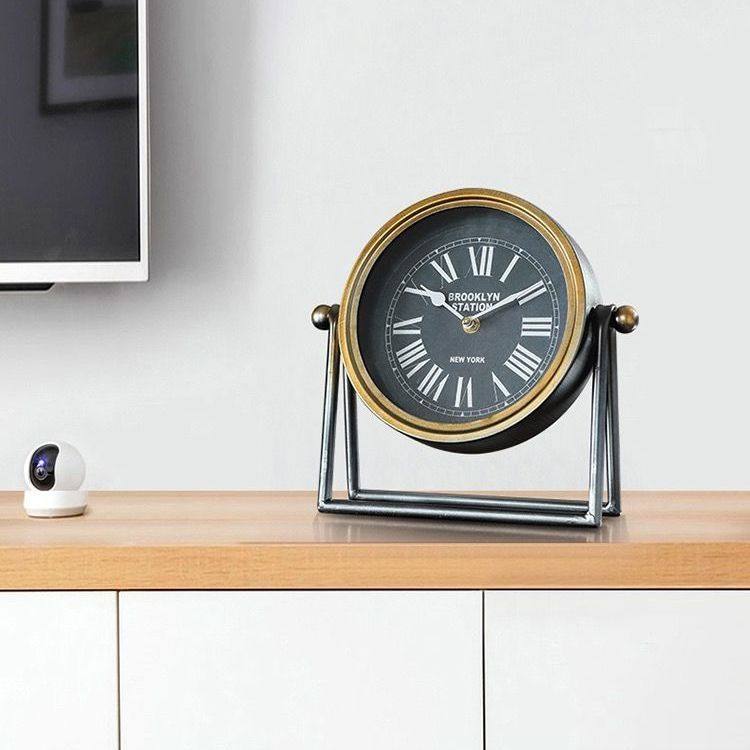 欧式复古钟表座钟客厅电视台式坐钟仿古美式桌面摆钟摆件家用时钟