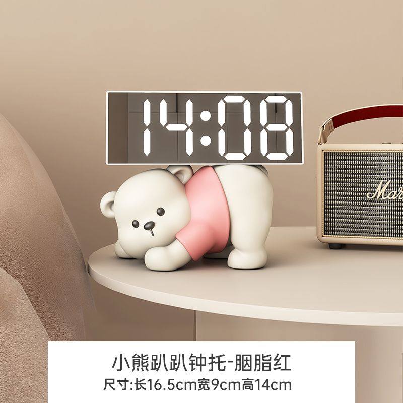 奶油风时钟摆件闹钟客厅电视柜桌面摆放钟表台式装饰品创意电子钟