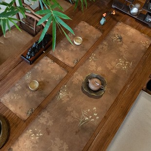 【30X120CM套装】新中式茶席桌旗茶几杯垫吸水防滑隔热茶垫古风简