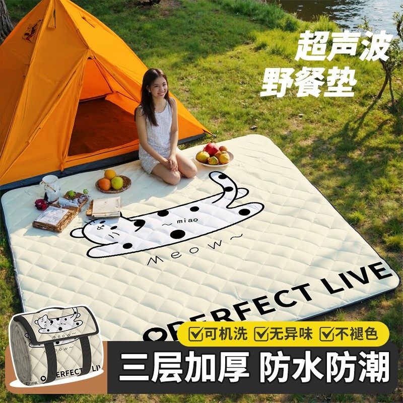 加厚野餐垫防潮垫加大防水户外地垫超声波露营垫公园草坪帐篷垫子