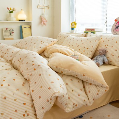 【加厚超柔软】有氧提花棉纱母婴级A类四件套床上床单床笠 四件套