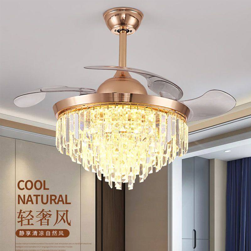 智能隐形吊扇灯餐厅吊灯带风扇二合一变光风扇一体高档水晶风扇灯,家装灯饰光源,餐厅/卧室/书房吸顶灯,淘宝优惠券,粉丝福利购,淘宝优惠卷