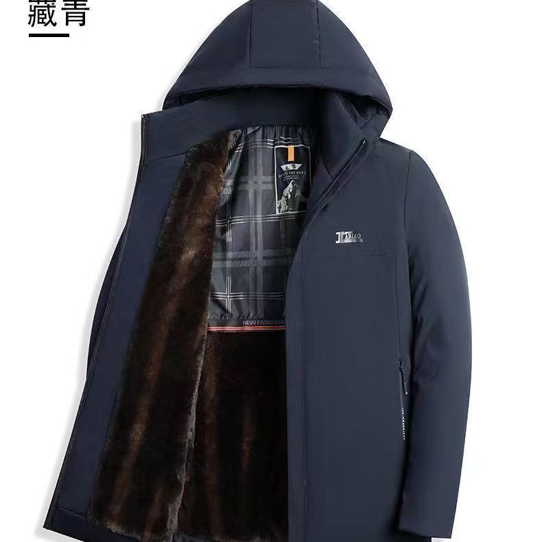 男士貂绒派克服新款派克服冬装中年爸爸外套加绒加厚羽绒棉衣棉袄