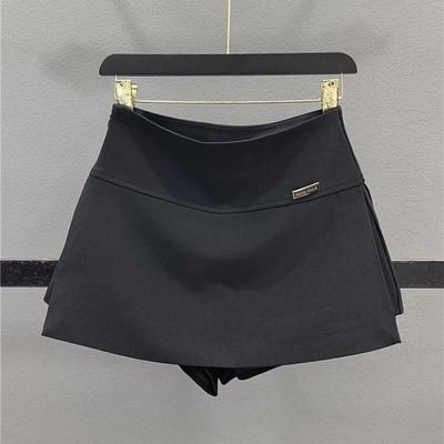 黑色西装半身裙女2025春夏新款高腰显瘦辣妹A字裙裤开叉包臀短裙