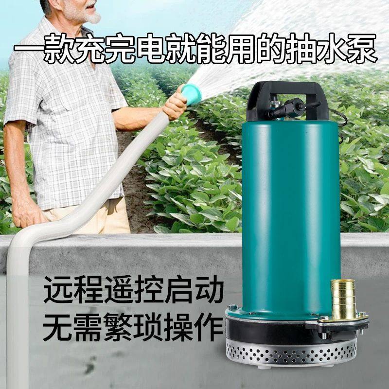 无线抽水泵遥控抽水机农用家用灌溉12V锂电池充电式直流潜水泵
