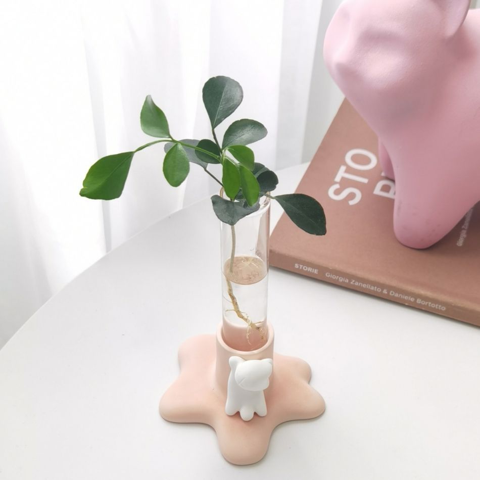 猫形花瓶半吨喵喵网红试管花瓶创意礼品桌面装饰办公室花瓶摆件送