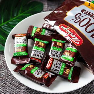 俄罗斯进口胜利黑巧克力纯可可脂无添加蔗糖威化饼干微苦零食