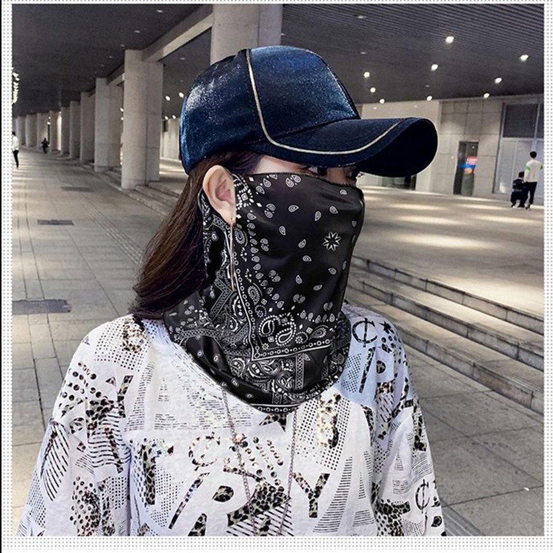 A新款ins防晒冰丝透气孔面罩挂耳夏男女透气防紫外线护劲发帖个护