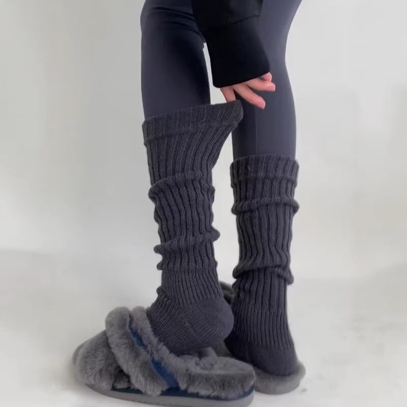 袜子女秋冬2024新款长筒堆堆袜日系腿套纯色简约羊毛保暖踩脚袜套