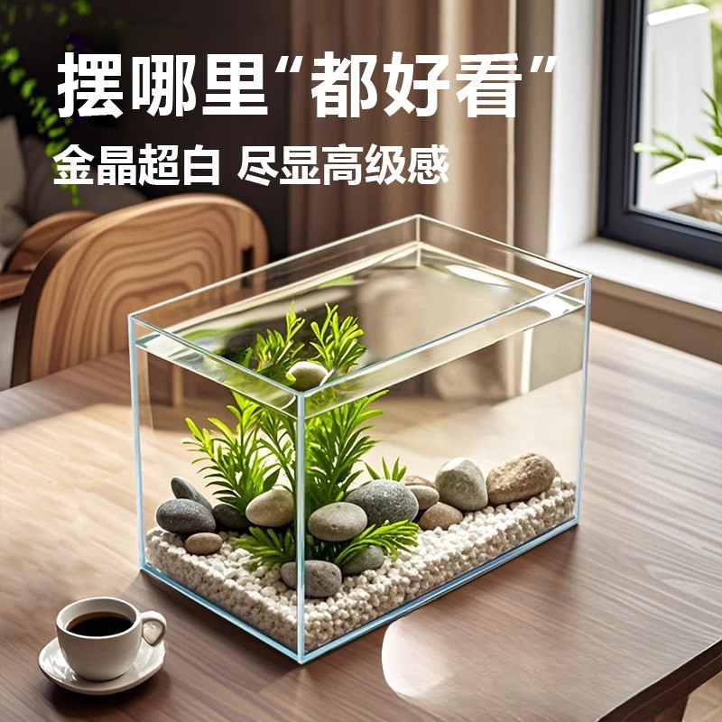 超白金晶玻璃缸溪流缸斗鱼客厅家用水族乌龟专用缸中小型生态鱼缸